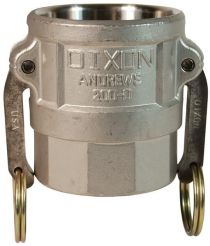 Dixon 100-D-SS, Cam & Groove Type D Coupler x Female NPT, 1", 316 Stainless Steel, 250 PSI, Buna-N