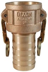 Dixon 150-C-BR, Cam & Groove Type C Coupler x Hose Shank, 1-1/2", Brass, 250 PSI, Buna-N