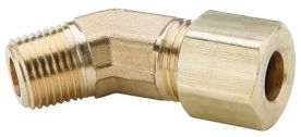 Dixon 179C-0402, Compression 45° Male Elbow, 1/4" Tube, 1/8" x 7/16"-24 Thread, 300 PSI, Brass