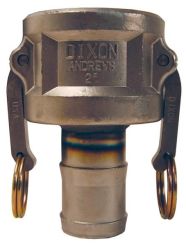 Dixon 2015-C-SS, Cam & Groove Reducing Type C Coupler x Hose Shank, 2" x 1-1/2", 316 Stainless Steel, 250 PSI, Buna-N