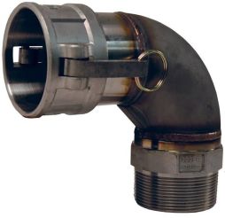 Dixon 300B-90SS, Cam & Groove 90° Type B Coupler x Male NPT Elbow, 3", 316 Stainless Steel, 125 PSI, Buna-N