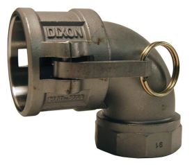Dixon 300D-90SS, Cam & Groove 90° Type D Coupler x Female NPT Elbow, 3", 316 Stainless Steel, 125 PSI, Buna-N