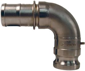 Dixon 300E-90SS, Cam & Groove 90° Type E Adapter x Hose Shank Elbow, 3", 316 Stainless Steel, 125 PSI