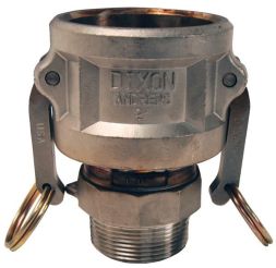 Dixon 3020-B-SS, Cam & Groove Reducing Type B Coupler x Male NPT, 3" x 2", 316 Stainless Steel, 125 PSI, Buna-N