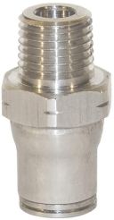 Dixon 38055614, Legris Stainless Steel Push-In Male Connector, 1/4" NPT, 1/4" Tube OD, 290 PSI
