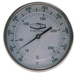 Dixon 50025104 Bi-Metal Back Connected 5" Face Thermometer