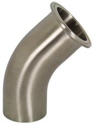 Dixon B2KM-G100, Polished 45° Clamp x Weld Elbow, 1" Tube OD, 0.065" Wall Thickness, 304 Stainless Steel