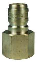 Dixon E10F10-B, E-Series Straight Through Interchange Female Plug, 1-1/4"-11-1/2 NPT, 1-1/4" Body, 2" Hex, 2.47" Length, 1700 PSI, Brass