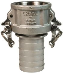 Dixon RC150BLNO, Boss-Lock™ Cam & Groove Notched Type C Coupler x Hose Shank, 1-1/2", 316 Stainless Steel, 250 PSI, Buna-N