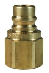 Dixon V10BF10-B-E, V-Series Snap-Tite H/IH Interchange Unvalved Female Plug, 1-1/4"-11 BSPP, 1-1/4" Body, 1-7/8" Hex, 2.22" Length, 1000 PSI, Brass