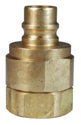 Dixon V10BF10-B, V-Series Snap-Tite H/IH Interchange Valved Female Plug, 1-1/4"-11 BSPP, 1-1/4" Body, 2" Hex, 3.41" Length, 350 PSI, Brass