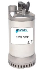 Goulds 1DW51C0EA, Submersible Dewatering Pump, 1-1/2" NPT Discharge, 1/2 HP, 1 Phase, 115V, 3450 RPM, 10.3 Amps, 3/8" Max Solids, AISI 304 Stainless Steel, 1DW Series
