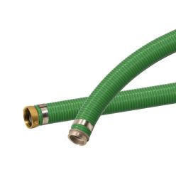 1-1/2 ID X 25 FT: Green PVC Water Suction Hose Assembly - Male x Female NPSH Pin Lug Fittings