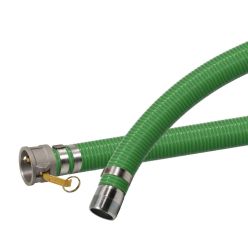 1-1/2 ID X 20 FT: Green PVC Water Suction Hose Assembly - Aluminum Part C x Male NPT