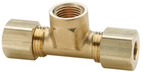 Dixon 177C-0402, Compression Female Branch Tee, 1/4" Tube, 1/8" x 7/16"-24 Thread, 300 PSI, Brass