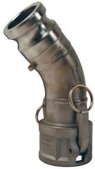 Dixon 200DA-45AL, Cam & Groove 45° Adapter x Coupler Elbow, 2", Aluminum, 250 PSI, Buna-N