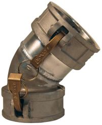 Dixon 200DD-45AL, Cam & Groove 45° Coupler x Coupler Elbow, 2", Aluminum, 250 PSI, Buna-N