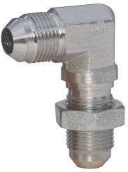 Dixon 2701LN-10, JIC 37° Flare 90° Bulkhead Elbow with Lock Nut, 7/8"-14 Thread, 3500 PSI, Zinc Plated Steel