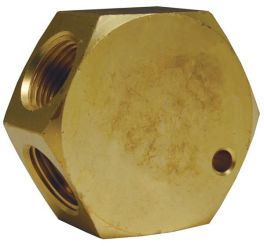 Dixon 3132, Flat Hex Manifold, 3/8" NPT, 1/4" NPT, Brass