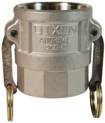 Dixon 800-D-AL, Cam & Groove Type D Coupler x Female NPT, 8", Aluminum, 50 PSI, Buna-N