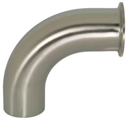 Dixon B2CM-R100, Polished 90° Clamp x Weld Elbow, 1" Tube OD, 0.065" Wall Thickness, 316L Stainless Steel