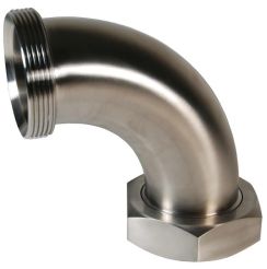 Dixon B2F-G150, Threaded Bevel Seat x Plain Bevel Seat with Hex Nut 90° Elbow, 1-1/2" Tube OD, 304 Stainless Steel