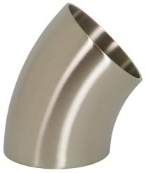 Dixon B2WK-G150P, Polished 45° Weld Elbow, 1-1/2" Tube OD, 0.065" Wall Thickness, 304 Stainless Steel