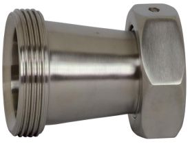 Dixon B31TP-G200150, Threaded Bevel Seat x Plain Bevel Seat with Hex Nut Concentric Reducer, 2" x 1-1/2" Tube OD, 304 Stainless Steel