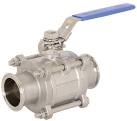 Dixon BV2GG-050CC-A, Non-Encapsulated 2-Way 3 Piece Ball Valve, 1/2", RTFE Seat, Stainless Steel