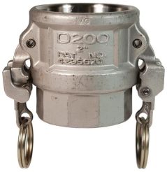 Dixon RD050EZ, EZ Boss-Lock™ Cam & Groove Type D Coupler x Female NPT, 3/4" x 1/2", 316 Stainless Steel, 150 PSI, Buna-N