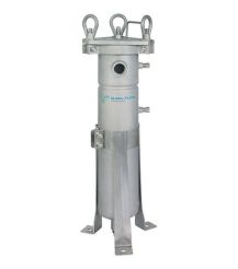 Global GBFE4121N3430GB, #4 Size, Single Bag Liquid Filter Vessel, 304SS, 1" FNPT, Glass Bead