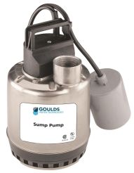 Goulds LSP0311, Sump Pump, 1-1/2" NPT Discharge, 1/3 HP, 1 Phase, 115V, 3450 RPM, 2.9 Amps, 1" Max Solids, Stainless Steel, Plug/No Switch, LSP03 Series