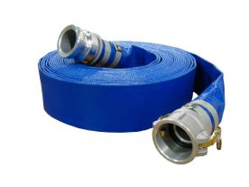 2 ID X 50 FT Blue Layflat PVC Water Discharge Hose Assembly (Aluminum Part C x Part E Fittings)